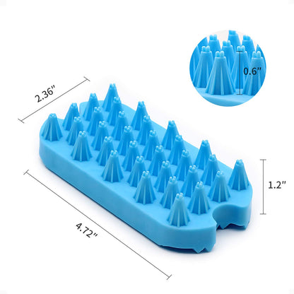 Dog Grooming Brush,  Silicone Dual Side Pet Bath Brush for Deshedding & Massaging, Hair Brush Comb for Pet, Puppy, Cats (Blue)